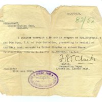 GN note from Jullundur to Commandant at Deolali Concentration Camp re Pte T H Nunn dd1919.jpg